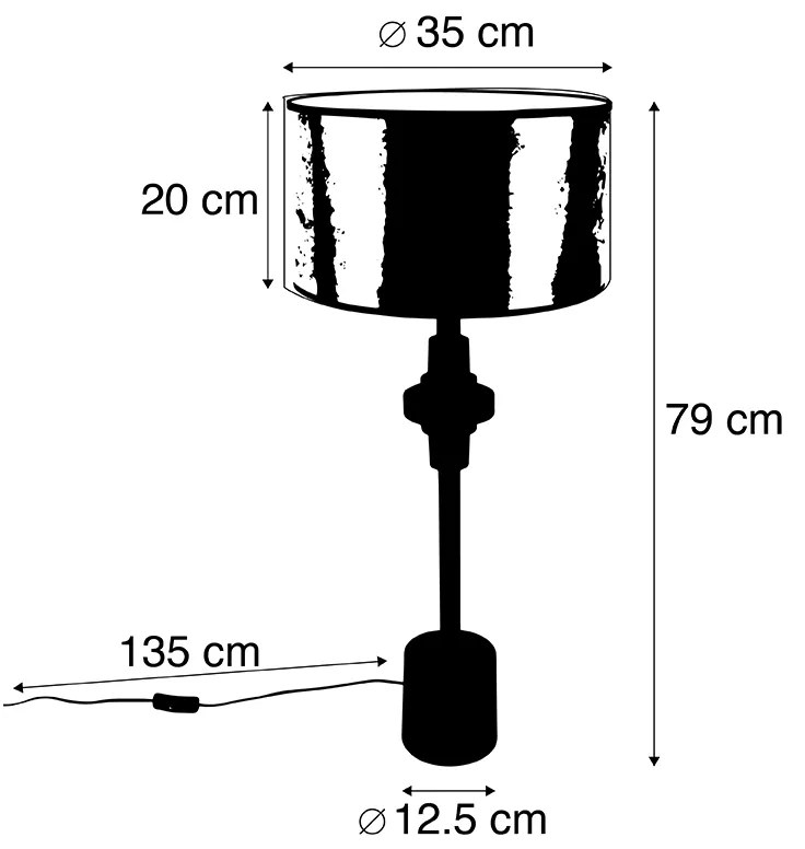 Candeeiro de mesa Art déco com cúpula de veludo verde 35 cm - Diverso Art Deco