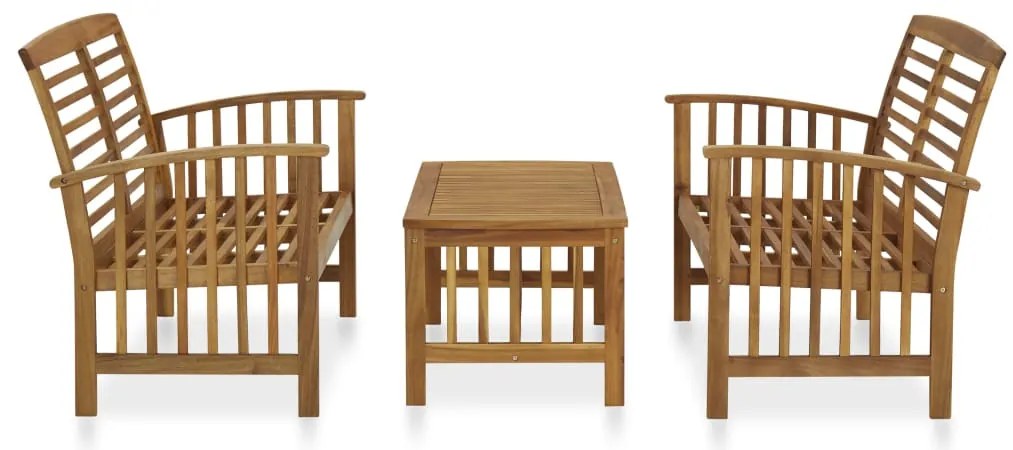 3 pcs conjunto lounge de jardim madeira de acácia maciça