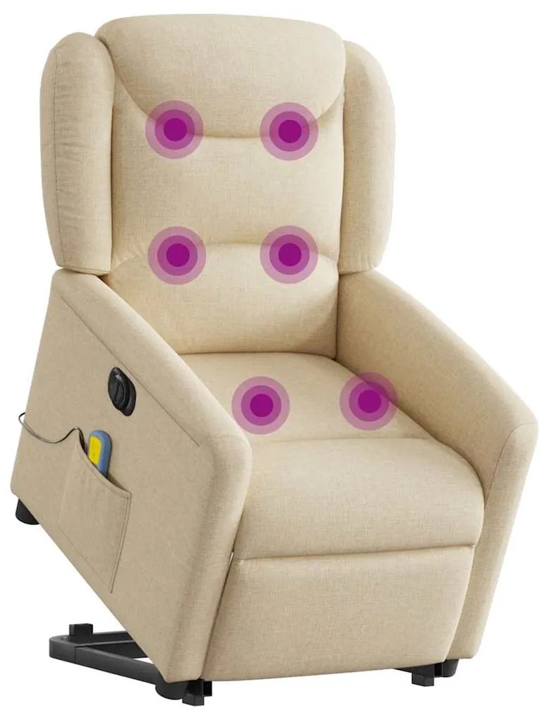 Poltrona elétrica elevatória massagens tecido creme