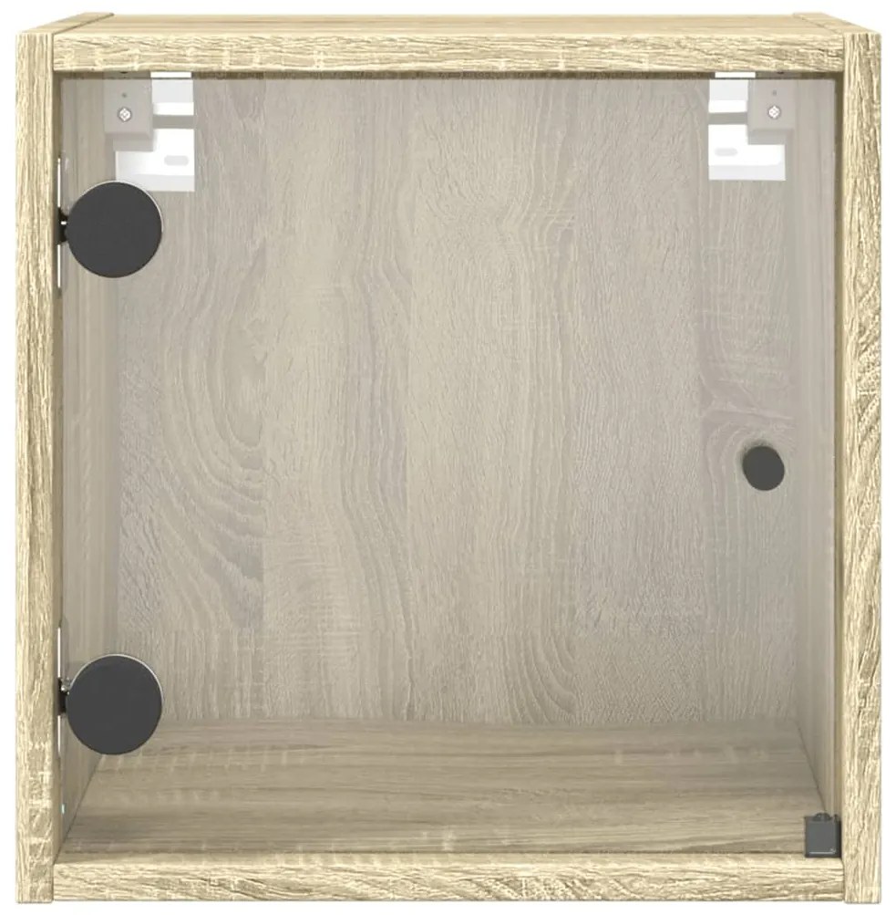Mesa cabeceira c/ portas vidro 2 pcs 35x37x35cm carvalho sonoma