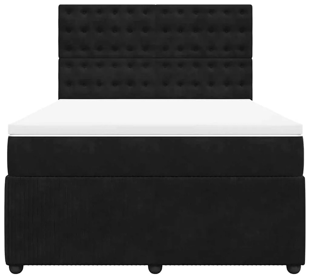 Cama com molas/colchão 140x190 cm veludo preto