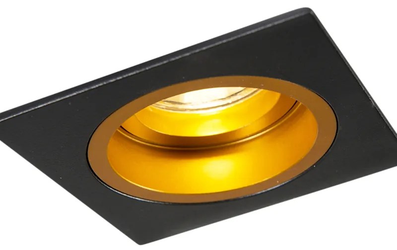 LED Foco embutido inteligente preto com dourado quadrado incluindo Wifi GU10 - Chuck Moderno