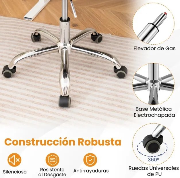 Cadeira de escritório em acrílico com rodas, assento giratório, almofada em couro e altura ajustável transparente