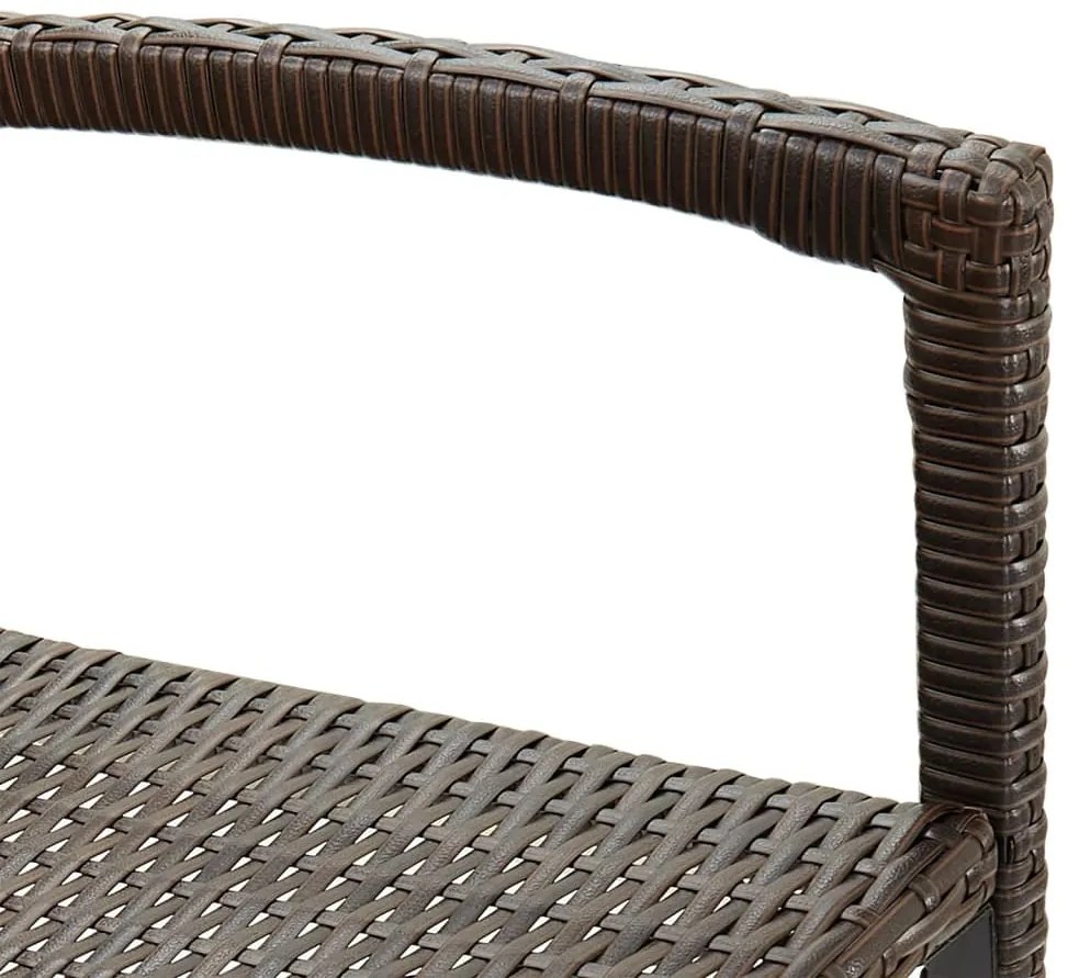 7 pcs conjunto de bar p/ jardim acácia maciça/vime PE castanho