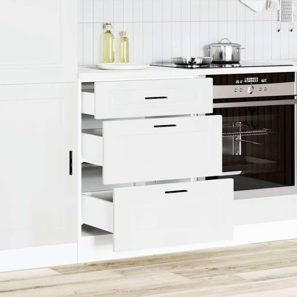 Armário base de cozinha Porto derivados de madeira branco