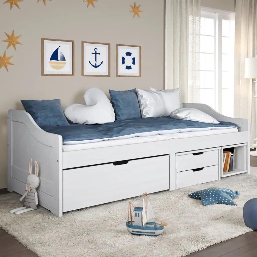 Estrutura de Cama Agata com 3 Gavetas - 90x200cm - Branco - Design Nat