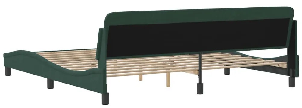 Estrutura de cama sem colchão 200x200 cm veludo verde-escuro
