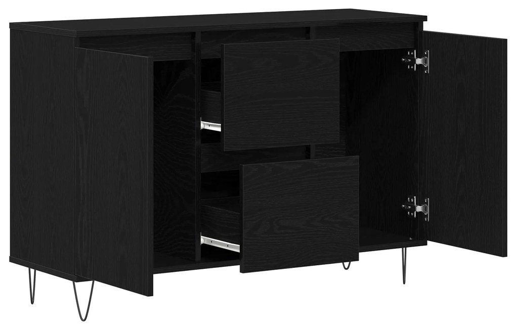 Buffet vidaXL Madeira de Carvalho Preto 101,5x35x70 cm