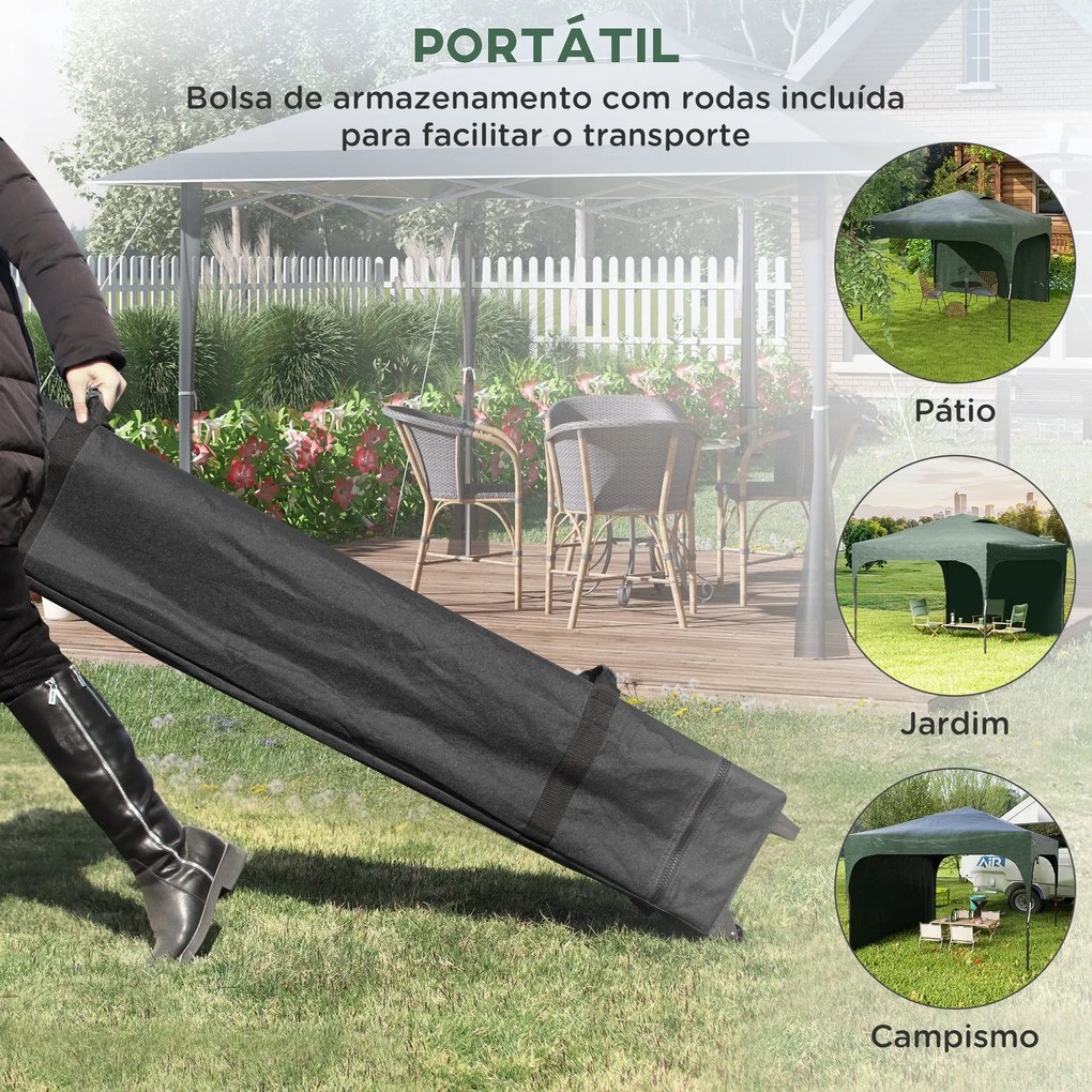 Tenda Dobrável 3x3m com Altura Ajustável Tenda de Jardim com 1 Parede