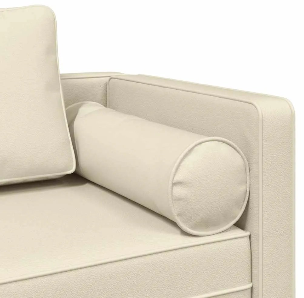 Chaise longue com almofadões couro artificial creme