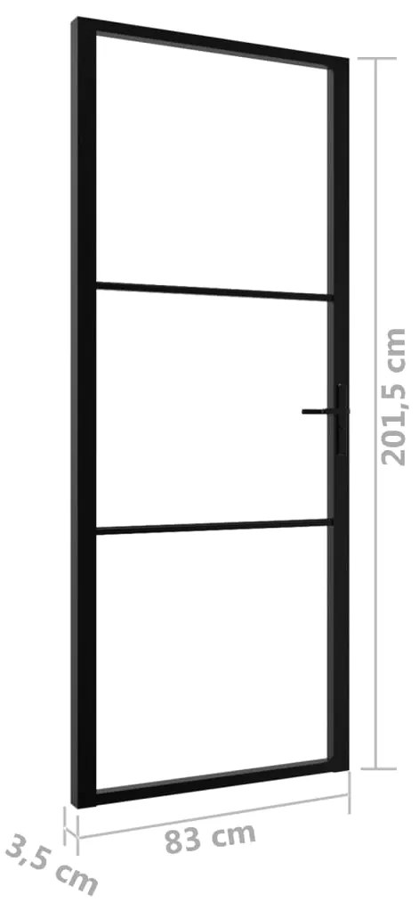 Porta de interior em vidro ESG e alumínio 83x201,5 cm preto