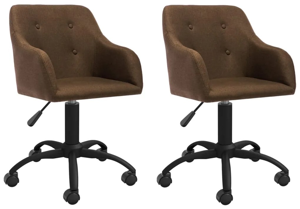 vidaXL Cadeiras de jantar giratórias 2 pcs tecido castanho