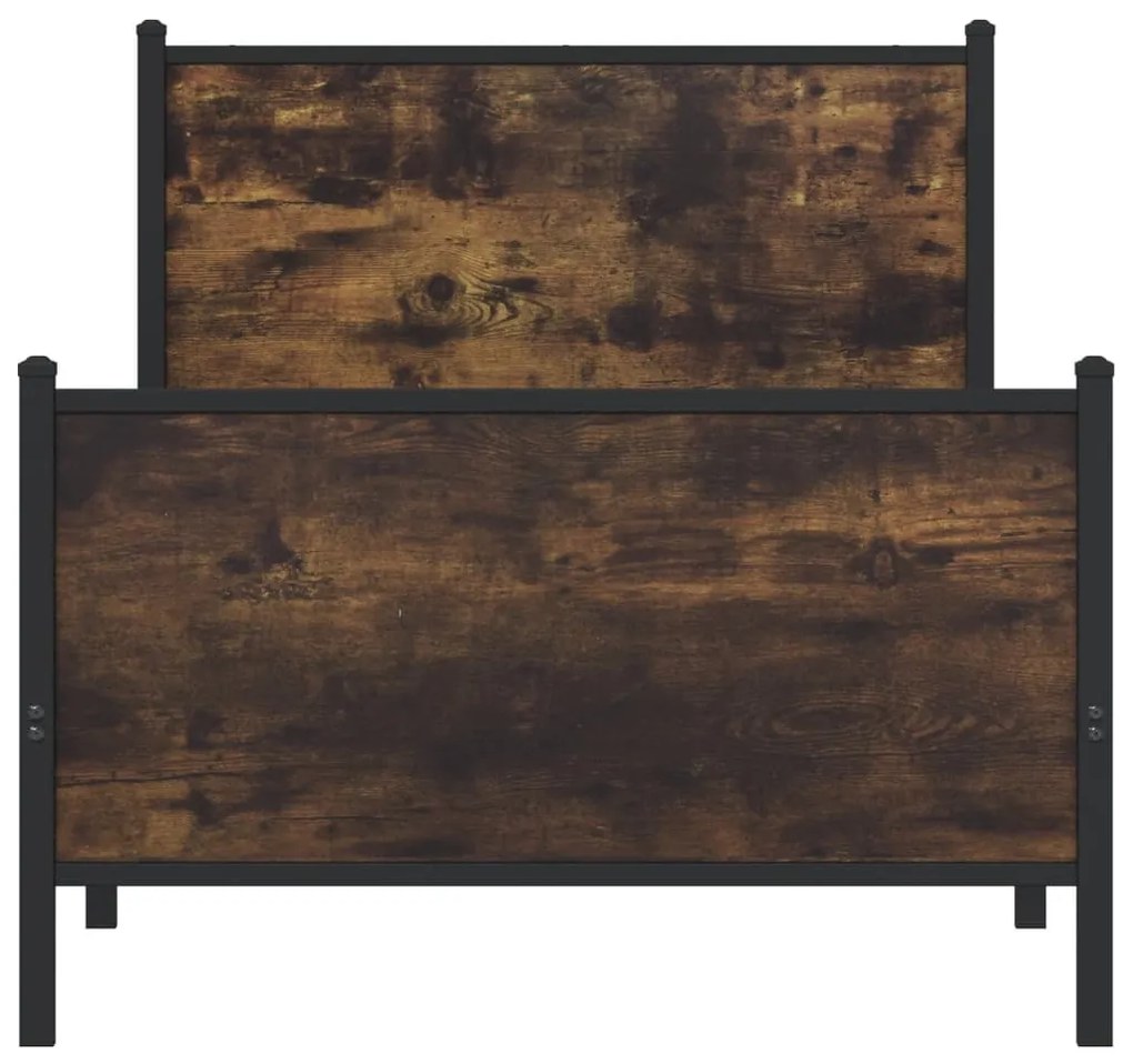 Estrutura de cama sem colchão 90x200 cm metal carvalho fumado
