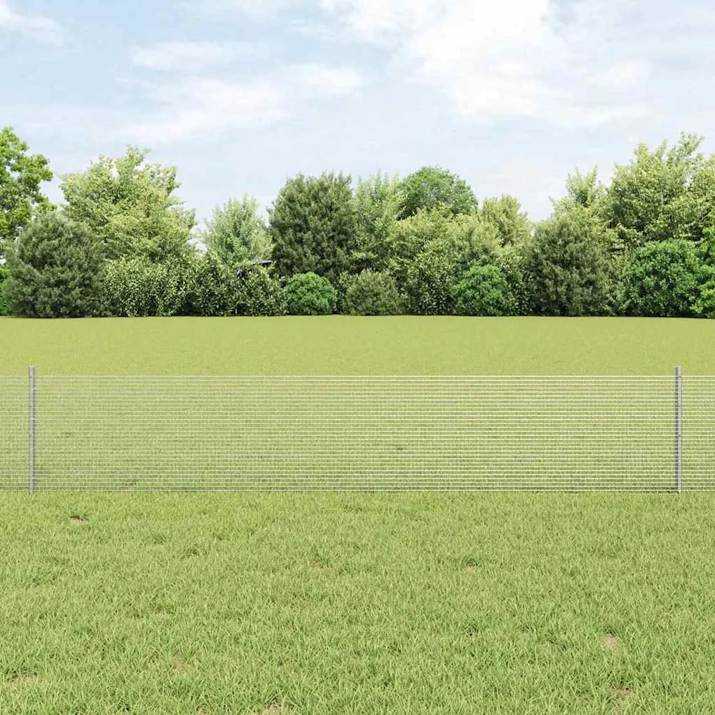 vidaXL Cerca com Postes Prateado 0.4 x 10 m Aço