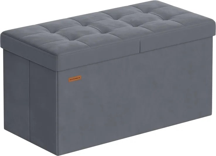 Banco com espaço de arrumação e tampa rebatível 38 x 76 x 38 cm cinzento ardósia