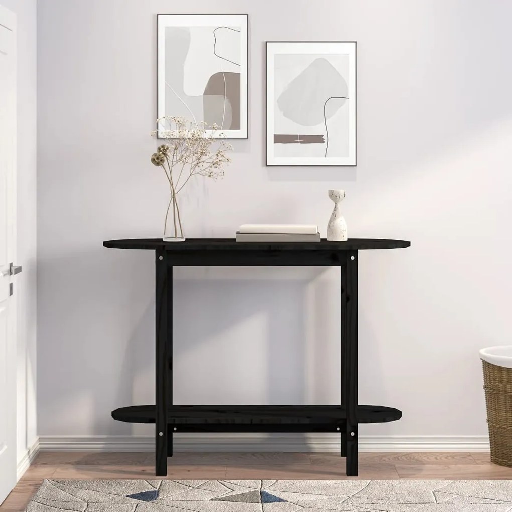 Mesa consola 110x40x80 cm madeira de pinho maciça preto