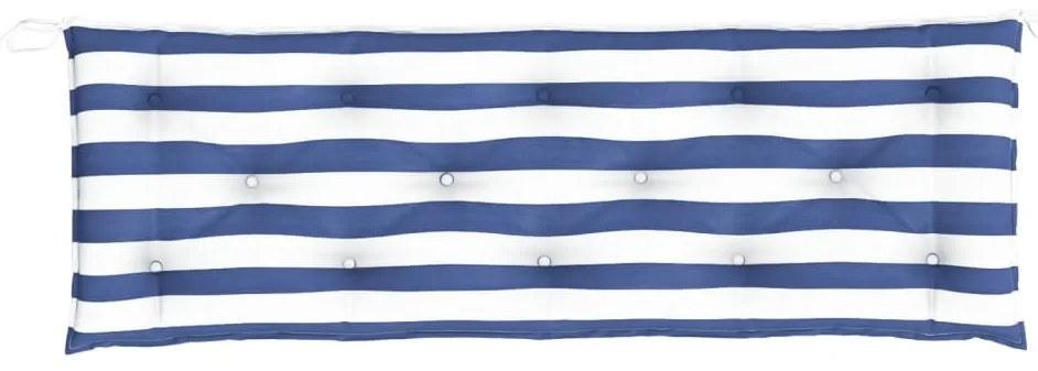 Almofadões p/ banco jardim 2 pcs 150x50x7 cm tecido azul/branco