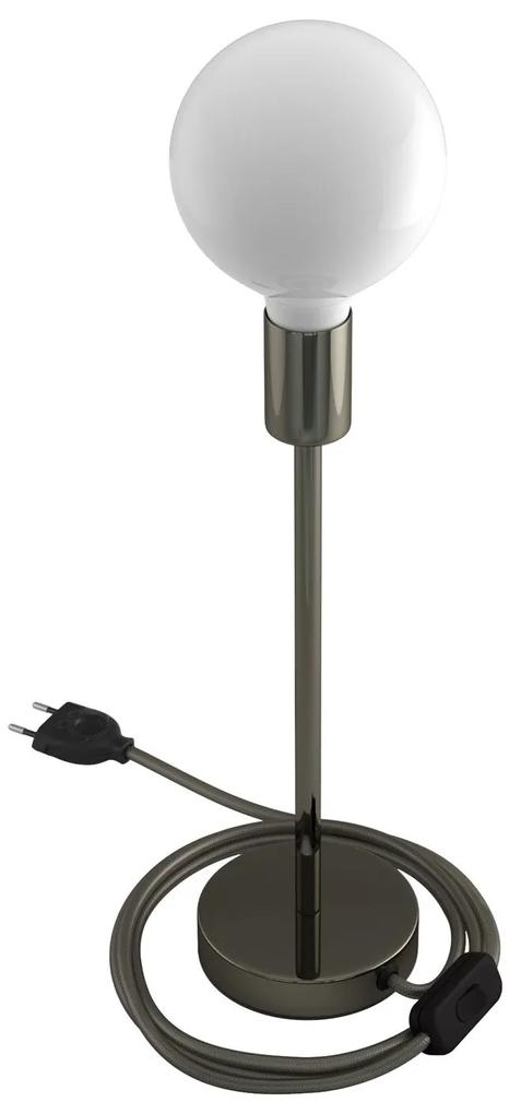 Alzaluce - metal table lamp with fabric cable switch and 2 poles plug - 30 cm / Preto pérola