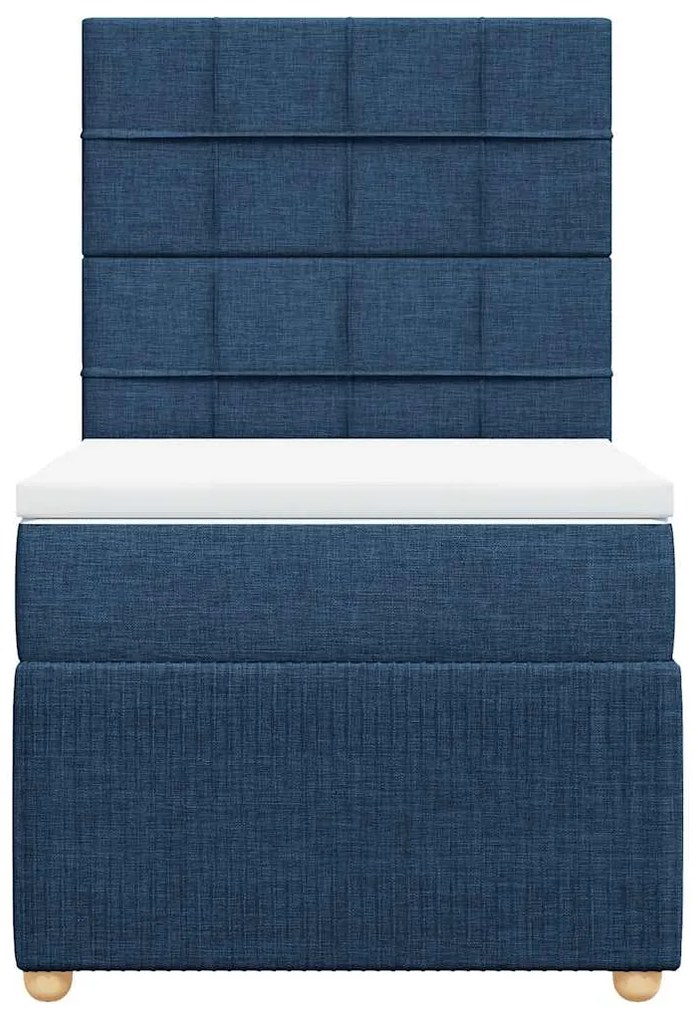 Cama com molas/colchão 90x200 cm tecido azul