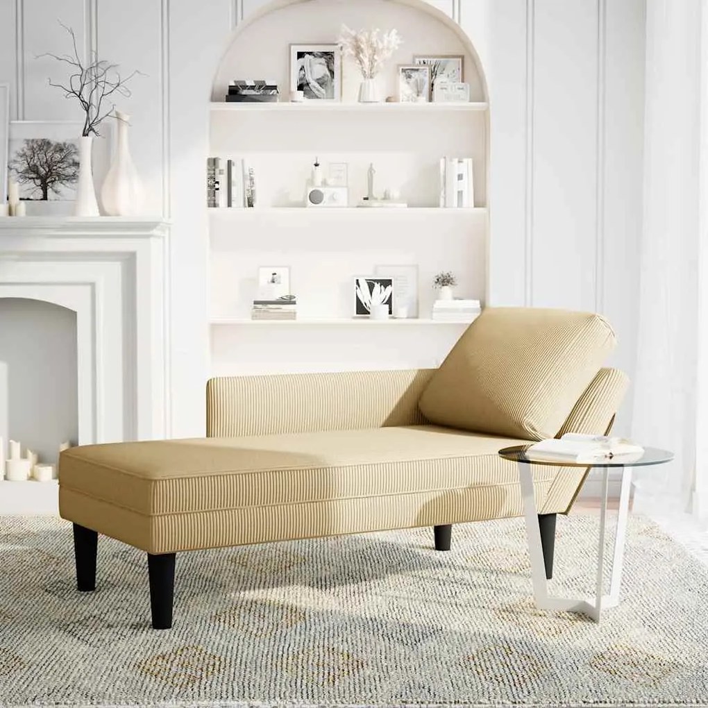 Chaise lounge com almofada tecido corduroy verde claro