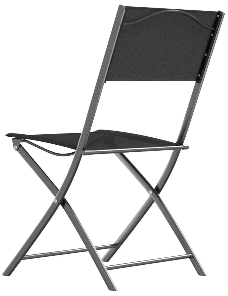 Cadeiras de exterior dobráveis 2 pcs aço e textilene preto