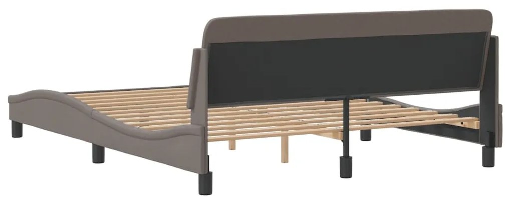 Cama sem colchão 160x200 cm tecido castanho-acinzentado