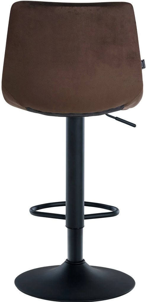 Banco de bar Jerry em veludo com estrutura preta 87-108,5 x 43 x 46,5 cm Castanho