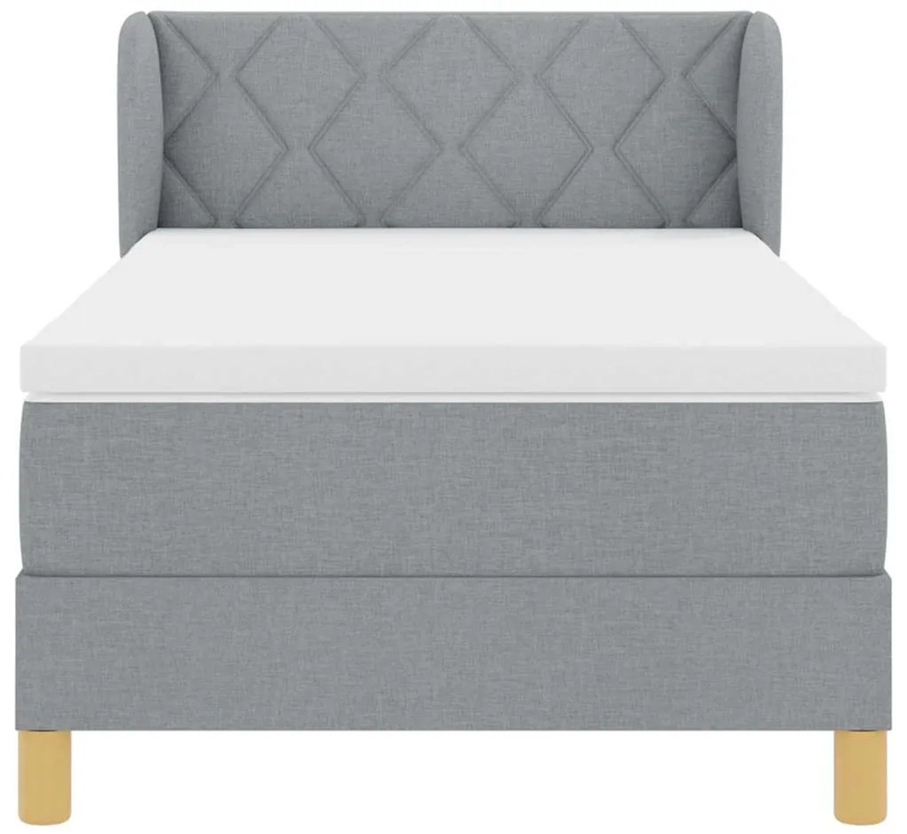 Cama Box com Colchão vidaXL Cinza Claro 100x200 cm Têxtil