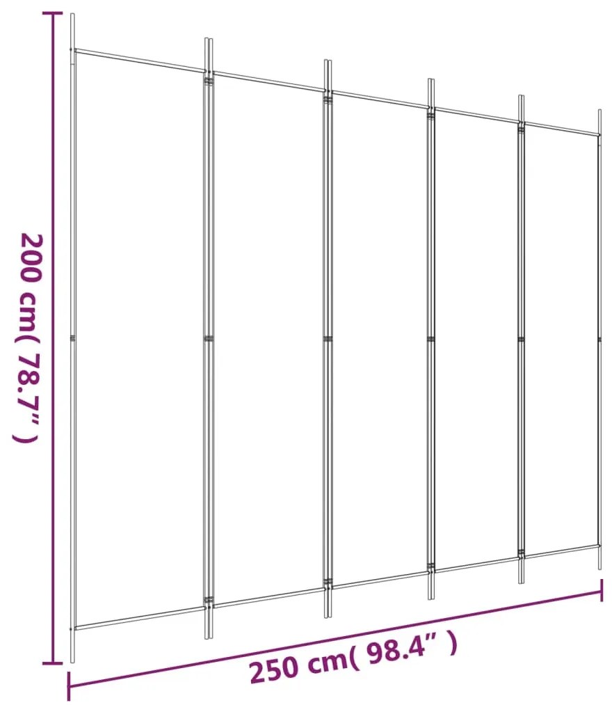 Divisória de quarto com 5 painéis 250x200 cm tecido antracite