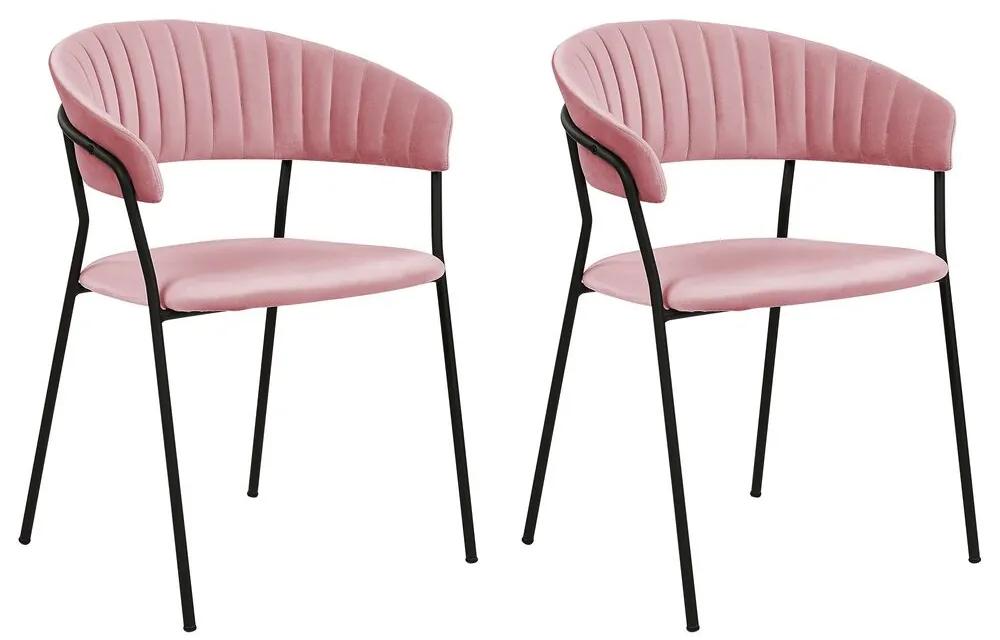 Conjunto de 2 cadeiras de jantar em veludo rosa MARIPOSA Beliani