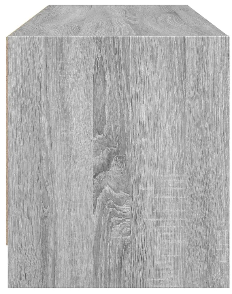 Móvel de TV c/ portas de vidro 102x37x42 cm cinza sonoma