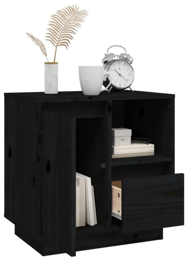 Mesa de cabeceira 50x34x50 cm madeira de pinho maciça preto