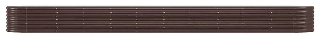 Canteiro elevado jardim 440x80x36cm aço revestido a pó castanho
