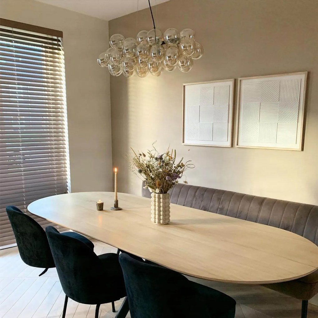 Candeeiro de suspensão design preto com vidro âmbar 8 luzes - Uvas