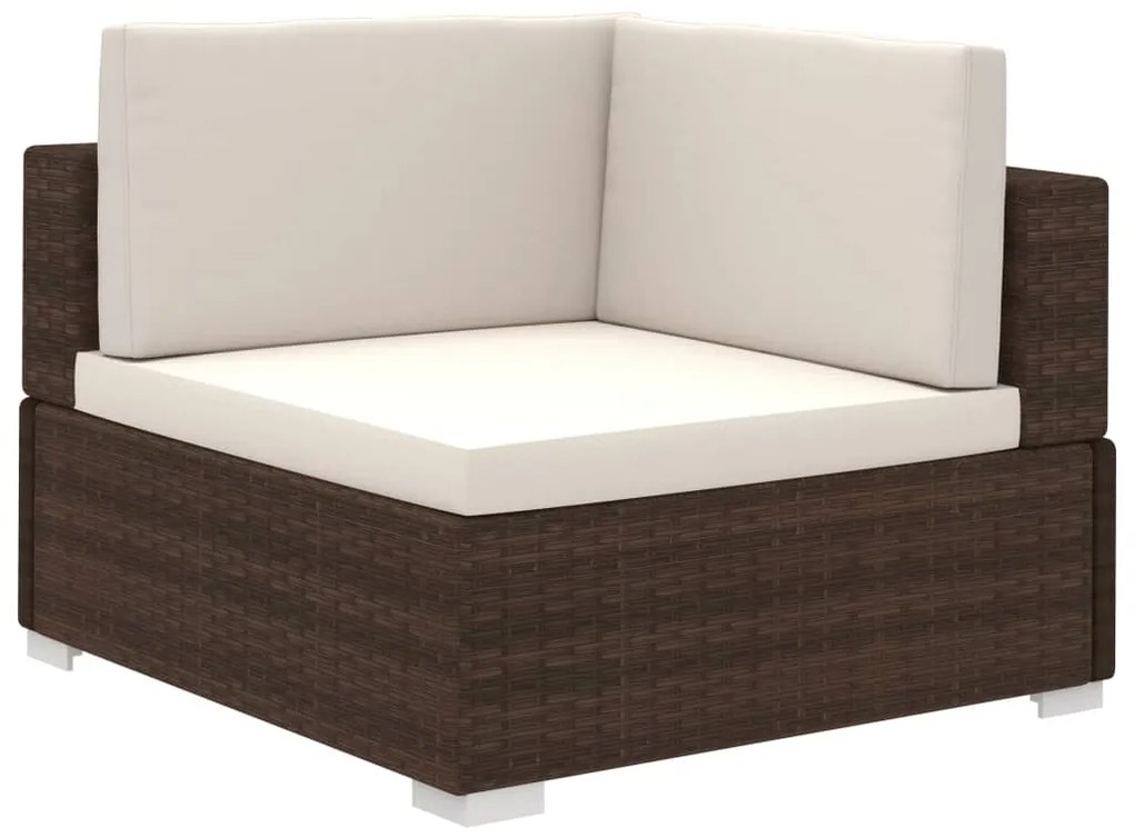 12 pcs conjunto lounge jardim c/ almofadões vime PE castanho