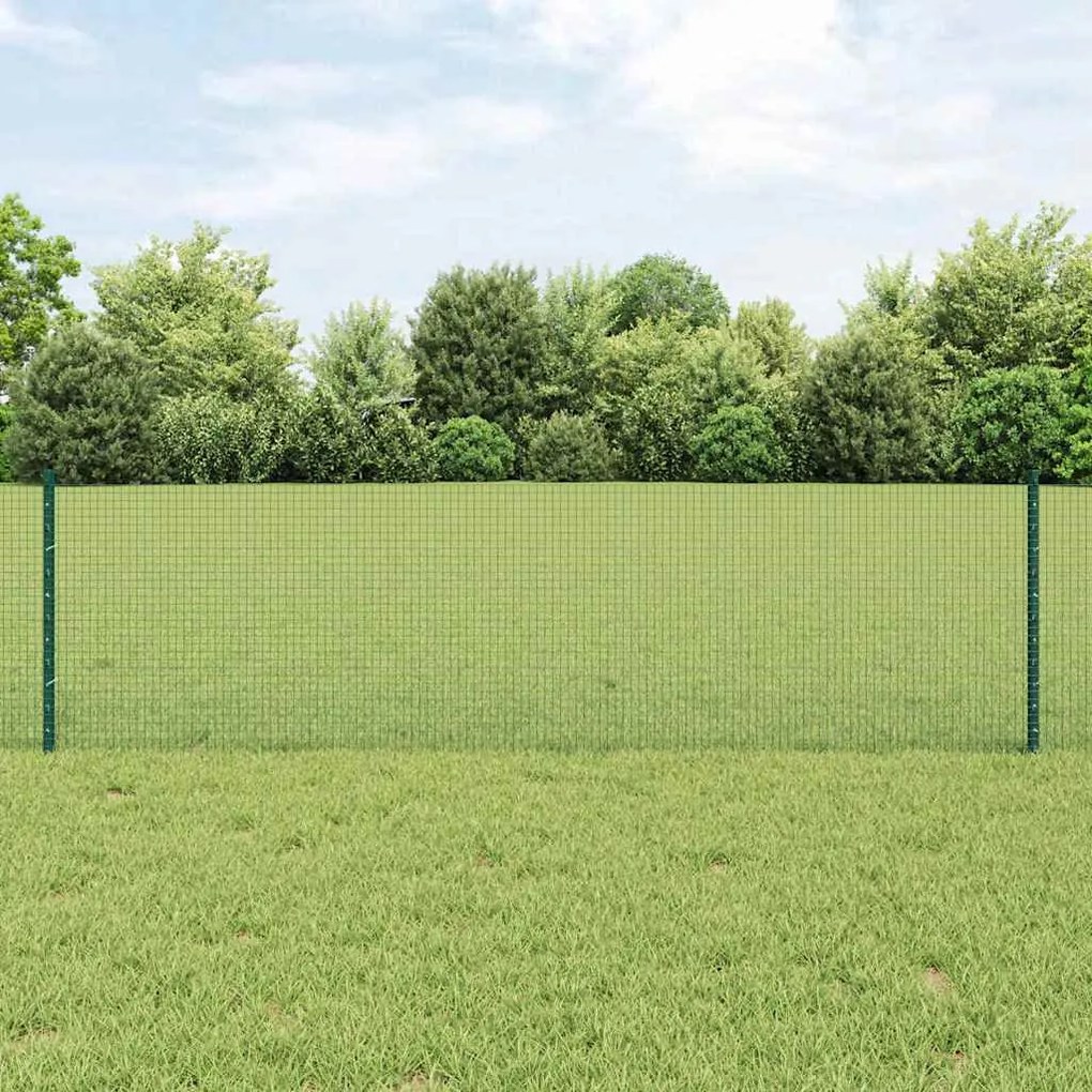 Cerca de Arame Soldado com 5 Postes U Verde 0.6x10 m Aço