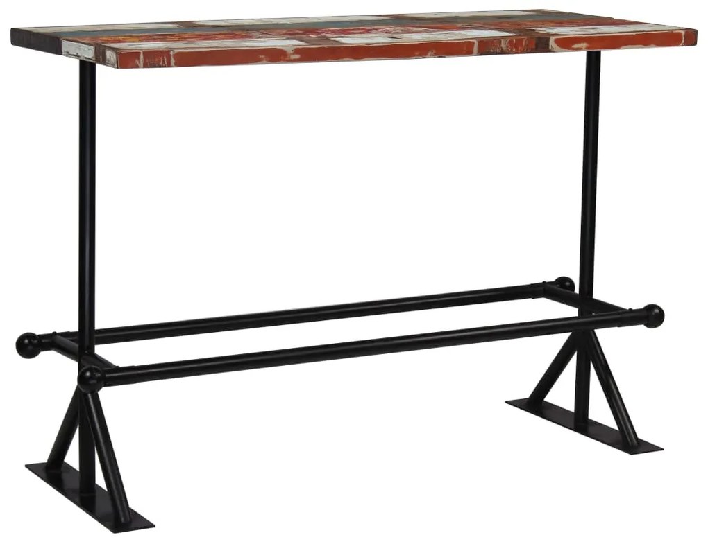 Mesa de bar madeira recuperada maciça multicor 150x70x107 cm