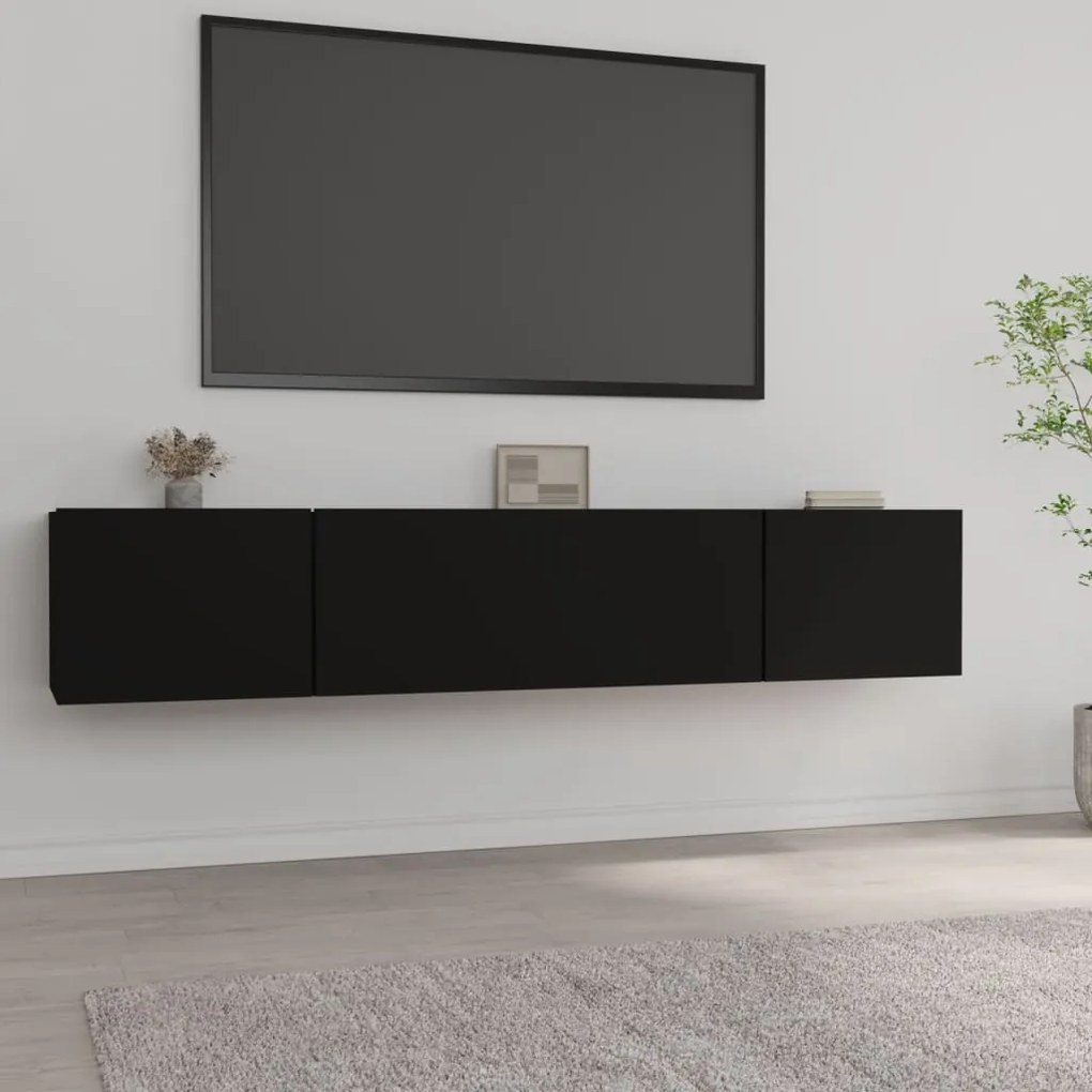 vidaXL Móveis de TV 2pcs 80x30x30 cm derivados de madeira preto
