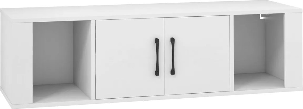 Armário suspenso para TV de 2 portas  108 x 33 x 30,5 cm com 2 cubos Consola de arrumação branco