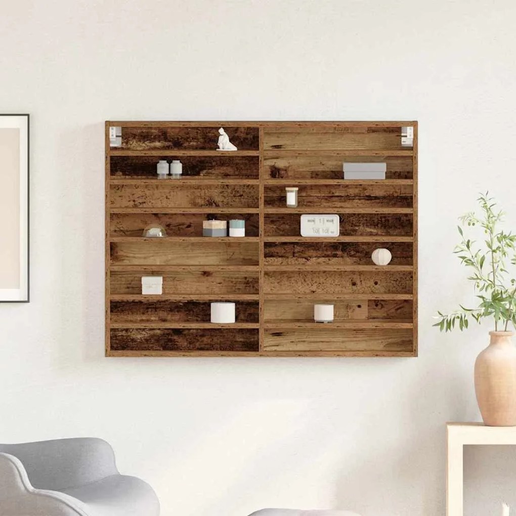Armário Vitrine Madeira Velha 100x8,5x75 cm Madeira Engenheirada