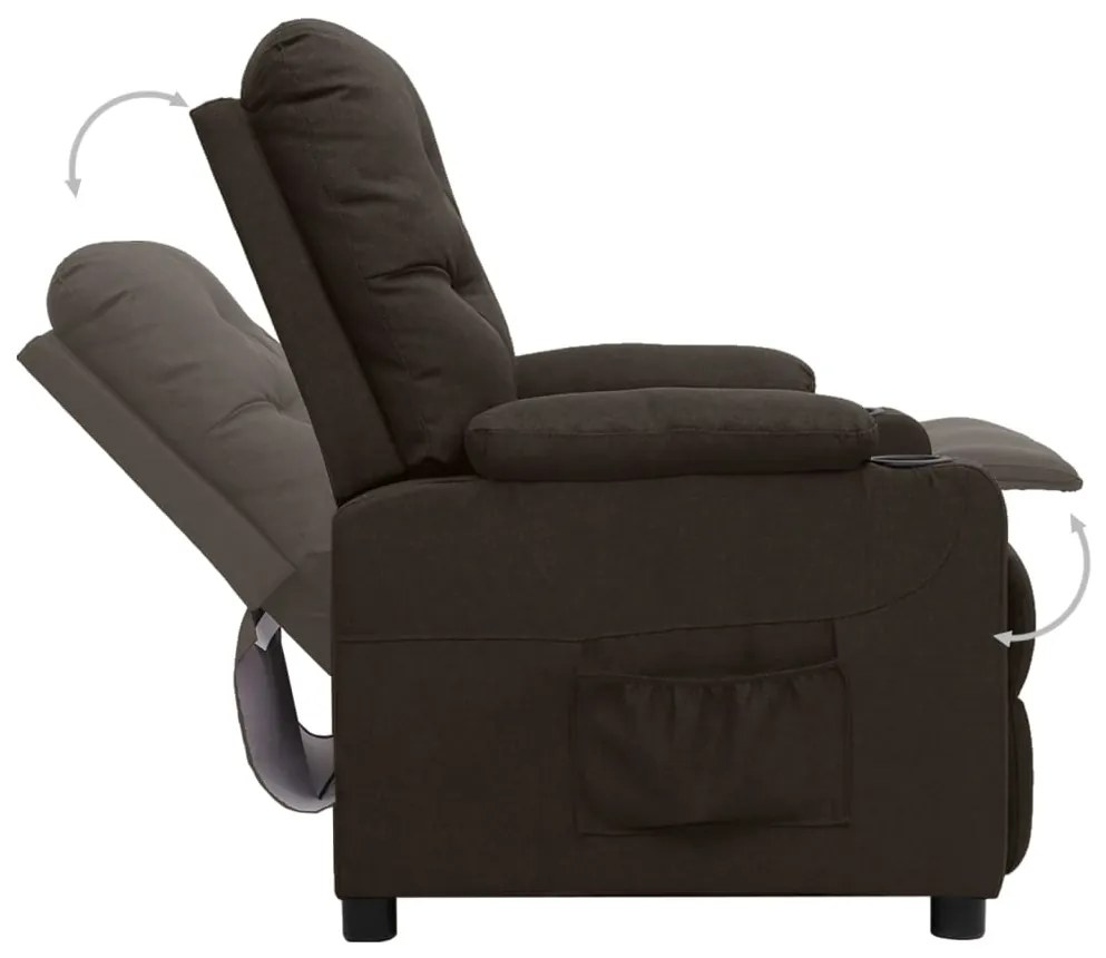 Poltrona elevatória tecido castanho-escuro