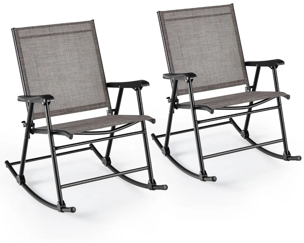 Conjunto de 2 cadeiras de baloiço dobráveis Jardim com assento em tecido e estrutura metálica para pátio, jardim, terraço e piscina 82 x 64 x 91 cm Ca