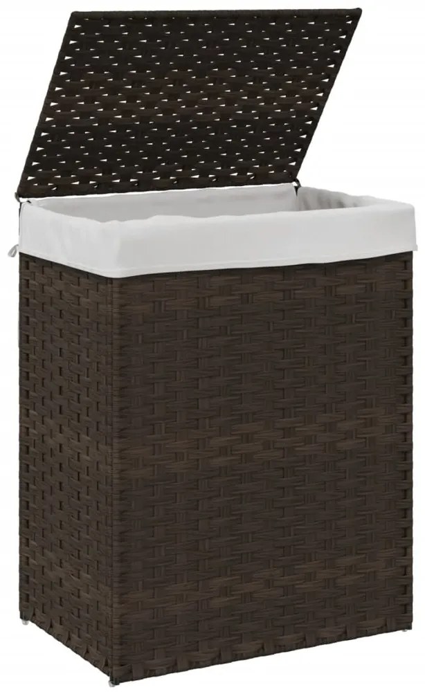 Cesto p/ roupa suja c/ tampa 46x33x60cm vime PE castanho-escuro