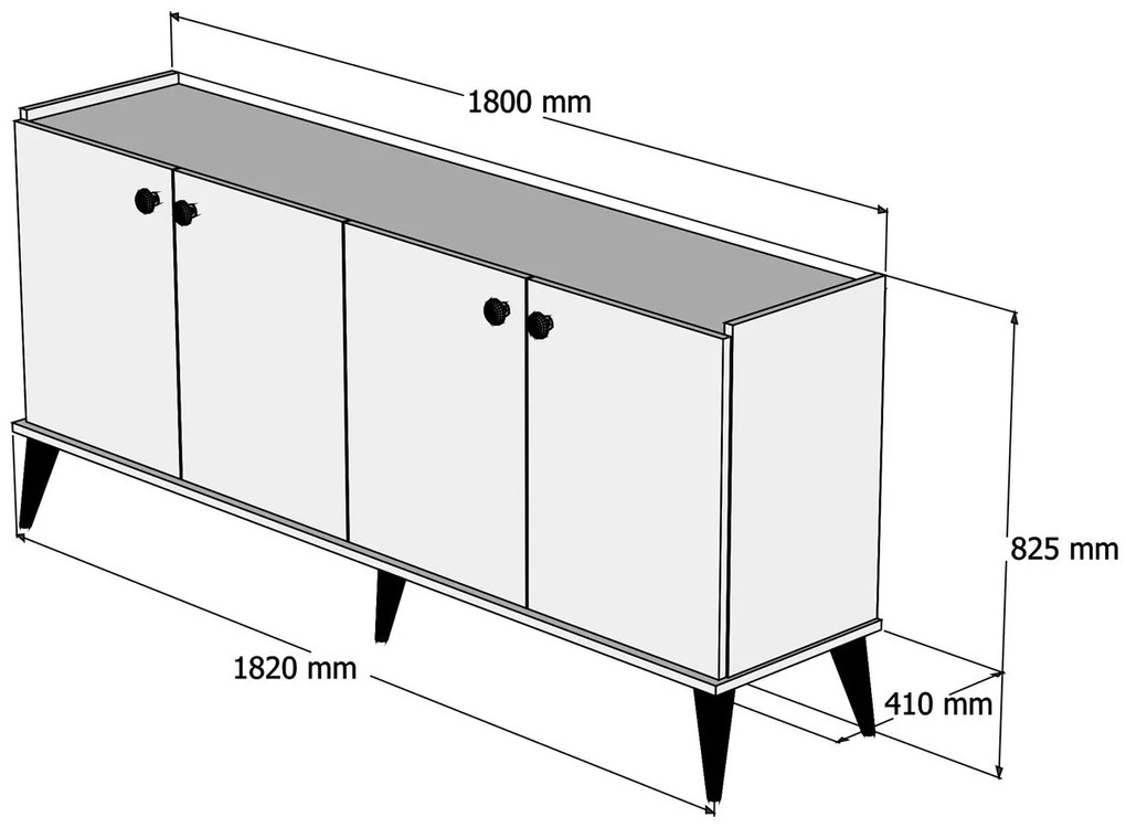 Console Lidya – Walnut – 182 cm x 82,5 cm x 41 cm