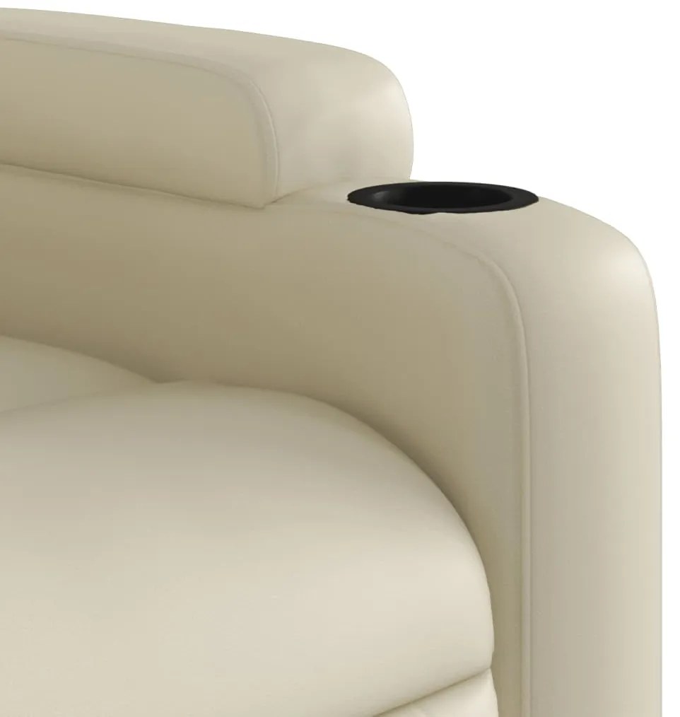 Poltrona reclinável de massagens couro artificial cor creme