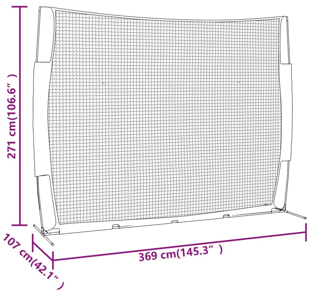 Rede basebol portátil 369x107x271 aço/poliéster vermelho/preto