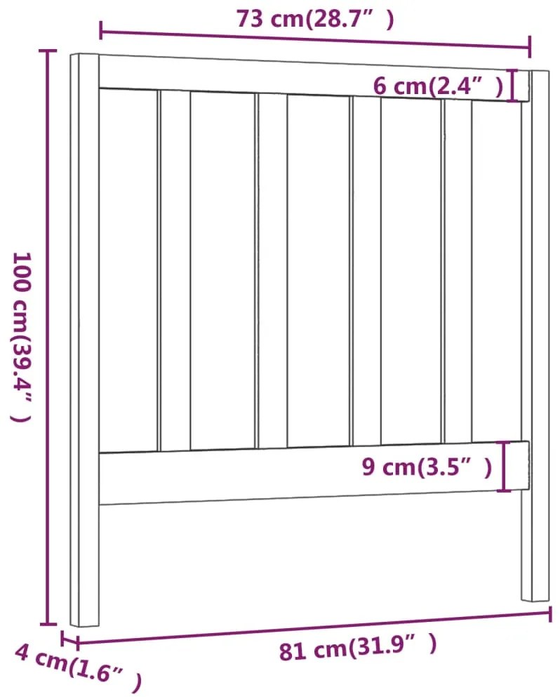 Cabeceira de cama 81x4x100 cm pinho maciço cinzento