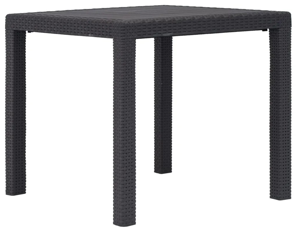 vidaXL Mesa de jardim 79x79x72 cm plástico castanho com aspeto de vime