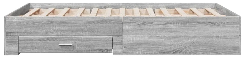 Estrutura de cama c/ gavetas derivados madeira cinza sonoma