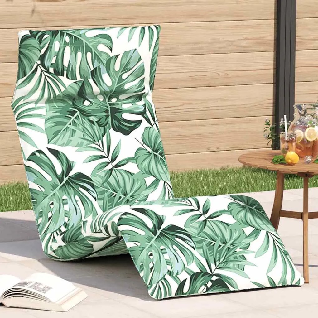 vidaXL Espreguiçadeira dobrável 175x54x8,5 cm Padrão de folhas